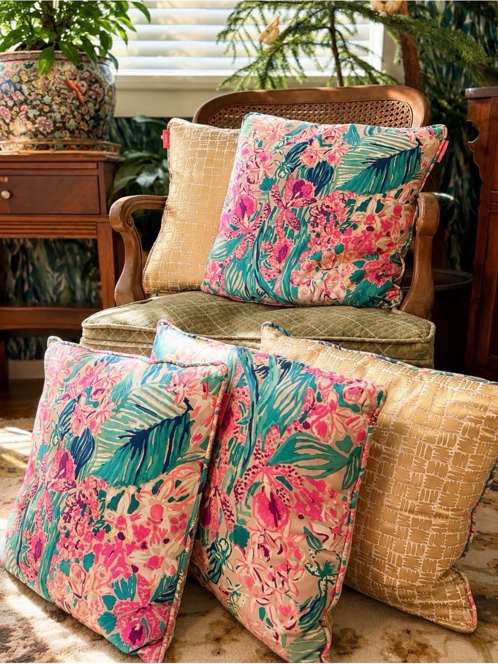Set of 5 Lilly Pulitzer 18” Reversible Throw Pillows